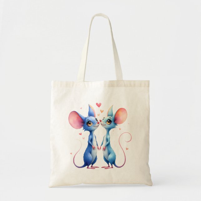 Bolsa Tote Two Hearts, One Love – Wedding Mice.  (Frente)