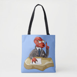 Bolsa Tote Tyrannosaurus Rex Boss Sentado Em Uma Mesa. 2