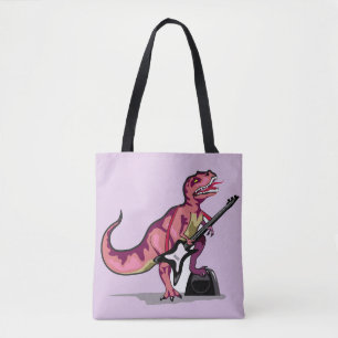 Bolsa Tote Tyrannosaurus Rex Tocando Violão.