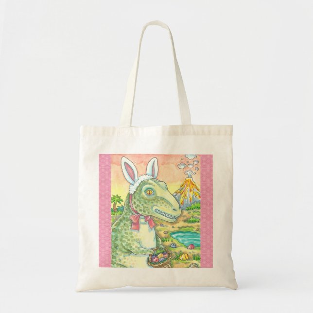 BOLSA TOTE TYRANNOSAURUS T-REX, PÁSCOA DINOSAUR TOTE BAG (Frente)