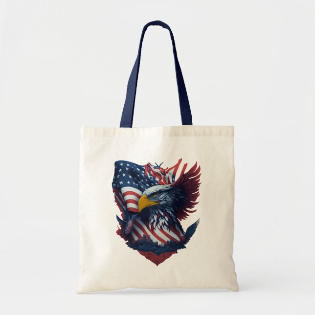 Bolsa Tote U Art Eagle Freedom Patriotismo Red White Blue (Frente)