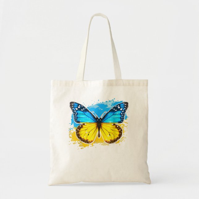 Bolsa Tote Ucrânia Bandeira Ucrânia Butterfly Ucrânia Butterf (Frente)