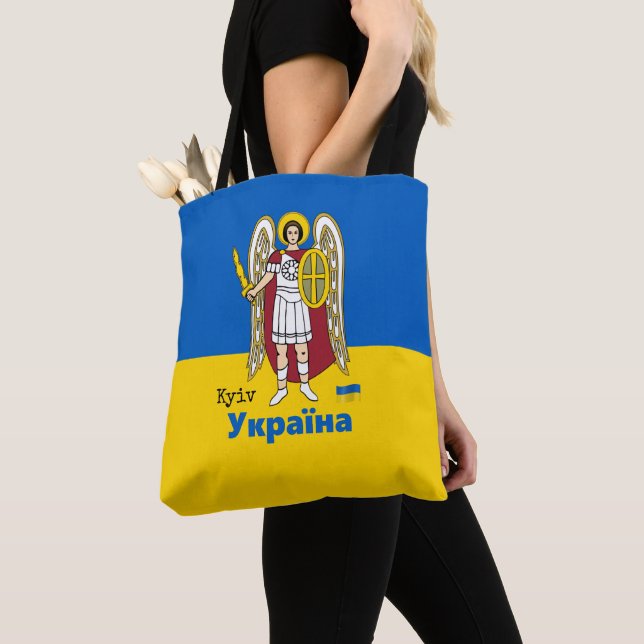 Bolsa Tote Ucrânia e Kiev City Casaco de Armas, Bandeira da U (Close Up)