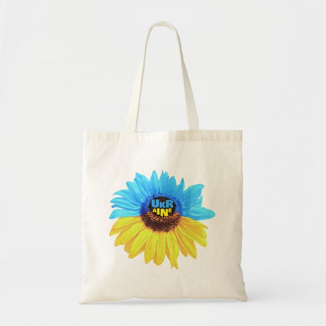 Bolsa Tote Ucrânia: flor da água, girassol, azul-amarelo (Frente)