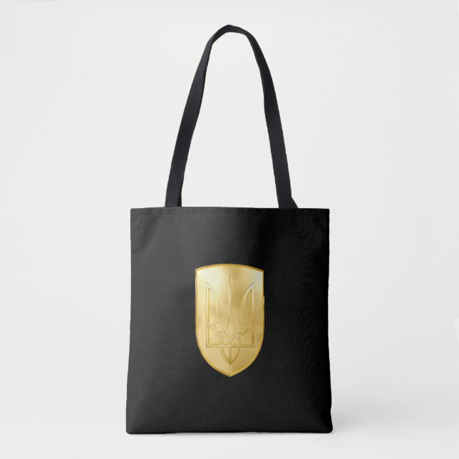 Bolsa Tote Ucrânia Trident Gyrfalcon Crest Dourado (Frente)