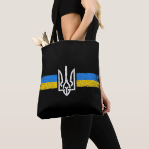 Bolsa Tote Ucrânia Trident - Símbolo de Bandeira da Ucrânia