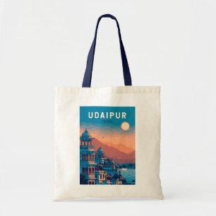Bolsa Tote Udaipur India Illustra Viagem Art Vintage
