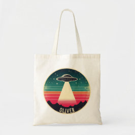 Bolsa Tote UFO Vintage ao Pôr do Sol Personalizado