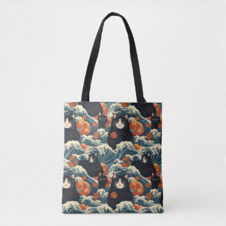 Bolsa Tote Ukiyo-e Cats do Padrão Kanagawa