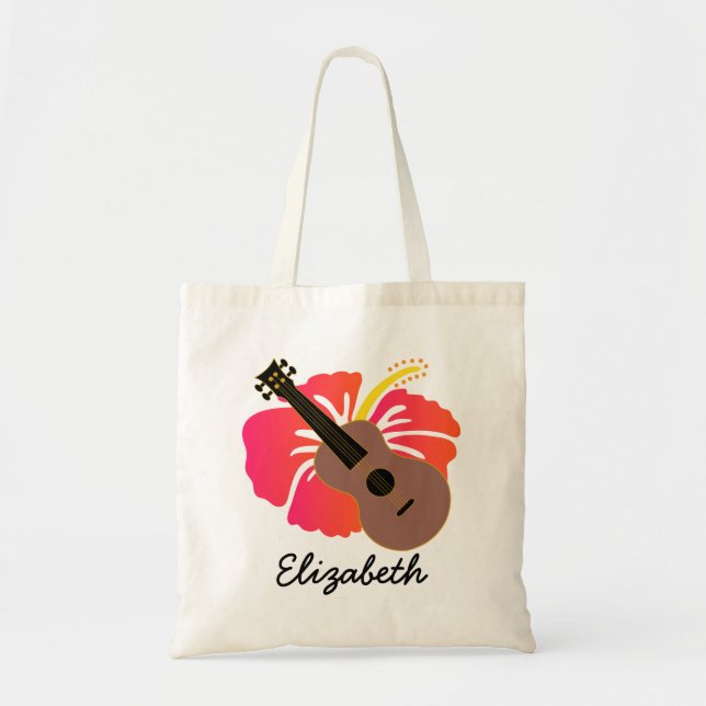 Bolsa Tote Ukulele Hawaiian Music Personalizada (Frente)
