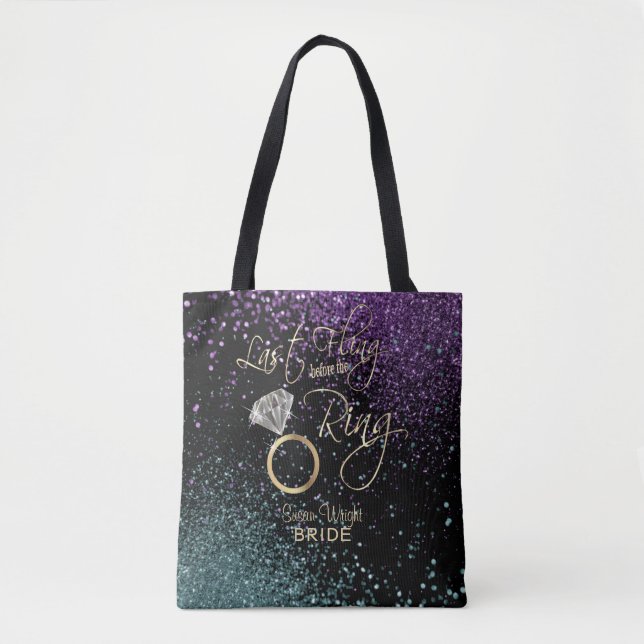 Bolsa Tote Última Bachelorette de Fling - Roxo e Teto (Frente)
