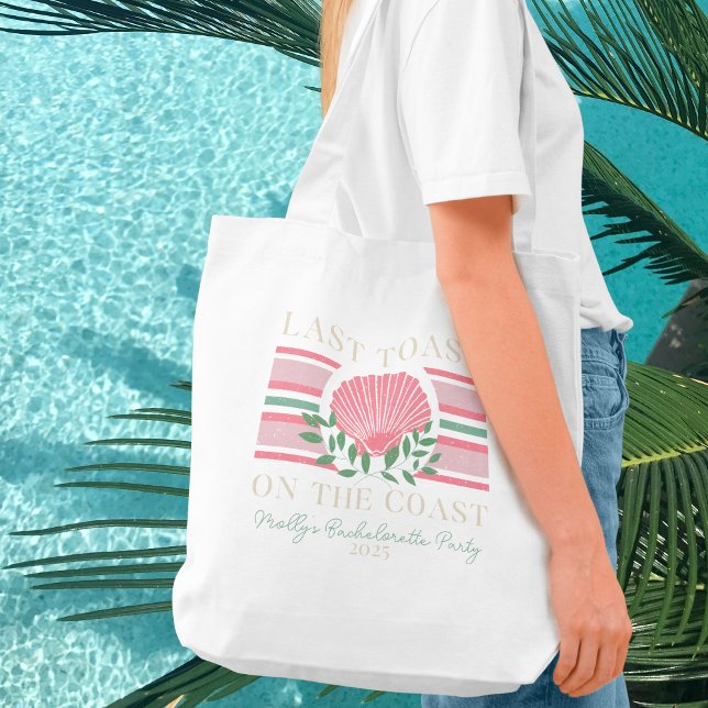 Bolsa Tote Último brinde na costa - Bachelorette Náutica (Last Toast on the Coast tote bag with modern font – perfect for bridal celebrations!)