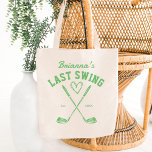 Bolsa Tote Últimos favores do clube de golfe Bachelorette<br><div class="desc">Última jogada antes do clube de golfe do Anel,  o temido Bachelorette Fim de semana noiva favoritos e presentes de sacola de solteira personalizada,  festa de solteira sábio verde golfe temido tote bag dançarino presentes bradeiras favores do partido noiva</div>