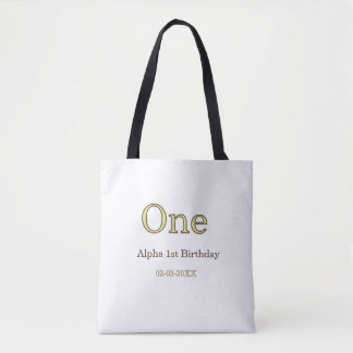 Bolsa Tote um 1º aniversário verde marrom pastel negrito nome