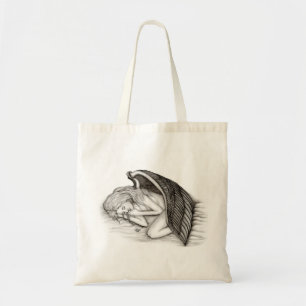 Bolsa Tote Um anjo do sono, design preto e branco