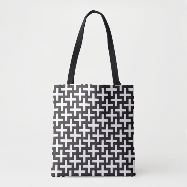 Bolsa Tote Um b&w modela feito com "mais" o sinal (Frente)