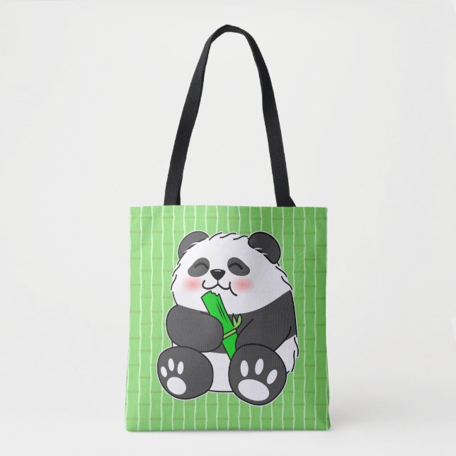 Bolsa Tote Um Bebê Bonito Comendo Bambu Stalk (Frente)