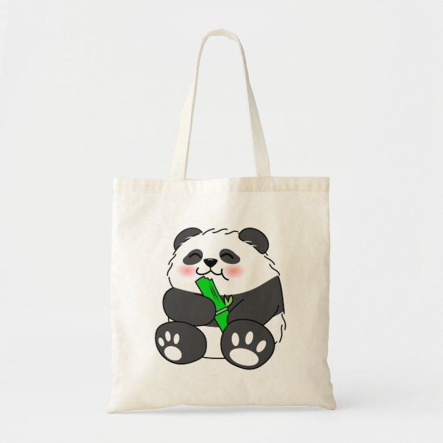 Bolsa Tote Um Bebê Bonito Comendo Bambu Stalk (Frente)