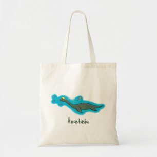Bolsa Tote Um belo e feliz cartoon de monstro do mar, plesios