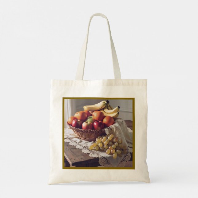 Bolsa Tote Um belo saco de Design de cesta de Fruta (Verso)
