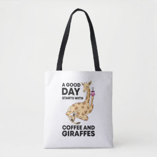 Bolsa Tote Um Bom Dia Começa Com Café E Girafa Engraçado