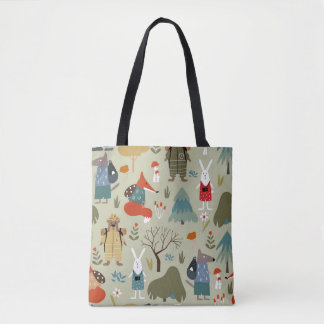 Bolsa Tote Um bom padrão de colheita com animais taiga. 