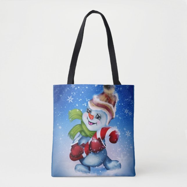 Bolsa Tote Um boneco de neve festivo (Frente)