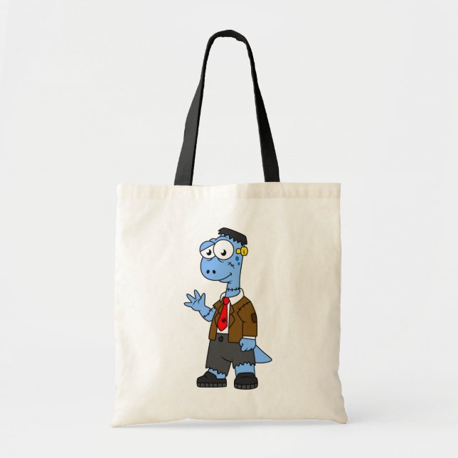 Bolsa Tote Um Brontosauro De Cartoon Vestiu Como Frankenstein (Frente)
