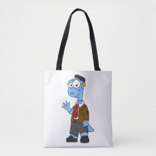 Bolsa Tote Um Brontosauro De Cartoon Vestiu Como Frankenstein