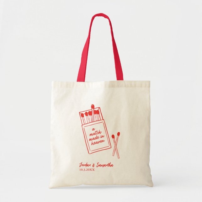 Bolsa Tote Um Casamento Feito no Céu Casamento Vermelho Bem-v (Frente)