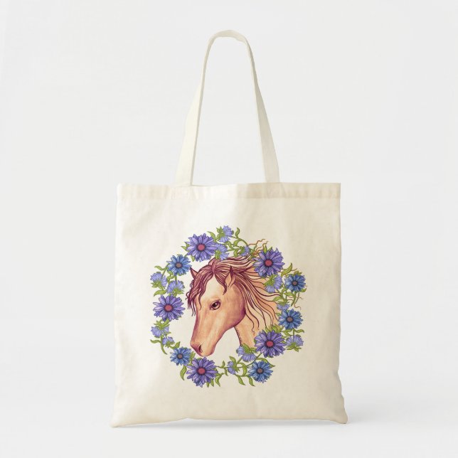 Bolsa Tote Um Cavalo de Margarida Azul (Frente)