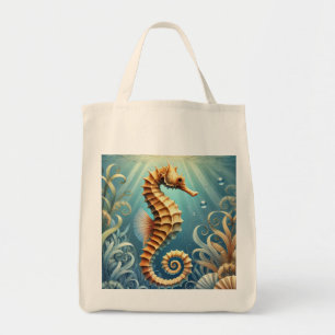 Bolsa Tote Um cavalo-marinho elegante nadando debaixo d'água