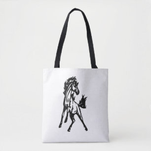 Bolsa Tote Um cavalo saltitante alegre na natureza