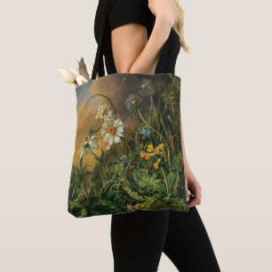 Bolsa Tote Um chão de floresta com margaridas, primroses, ...