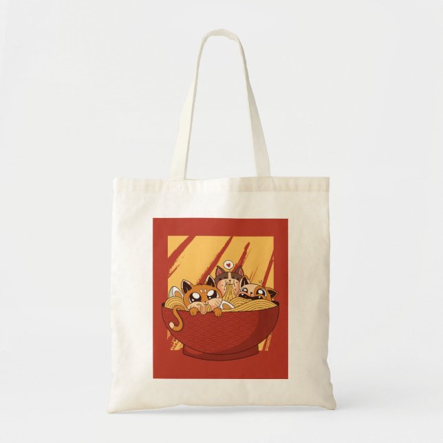 Bolsa Tote Um Cheio de Bowl de Noodles e Kittens (Frente)