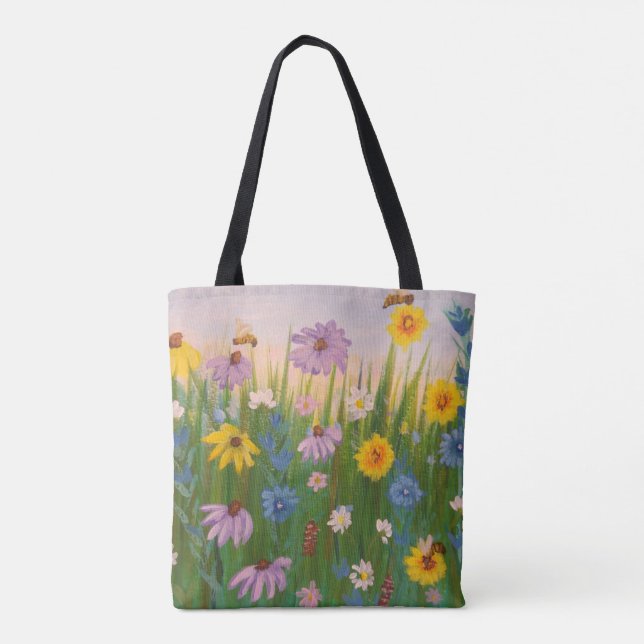 Bolsa Tote Um cheio de campo de flores silvestres (Verso)