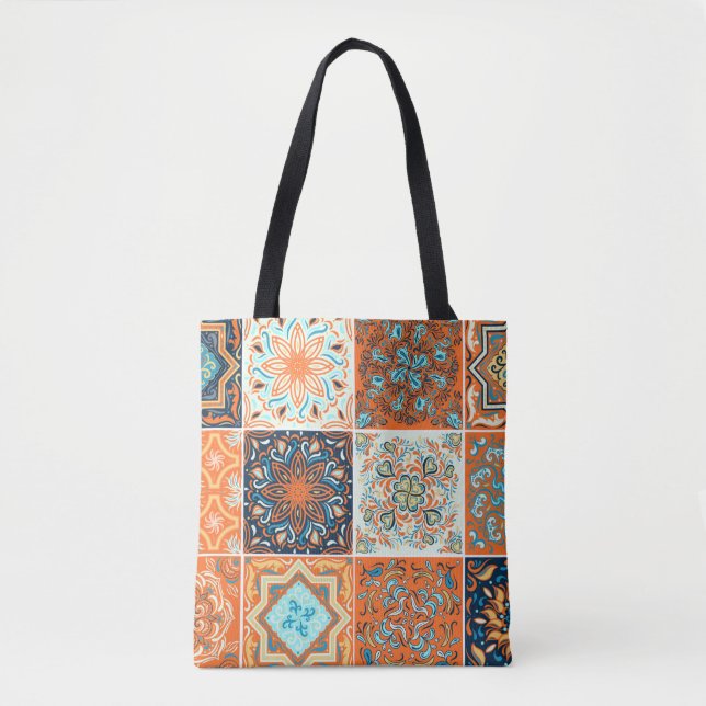 Bolsa Tote Um conjunto de ornamentos, azulejos cerâmicos. pad (Frente)