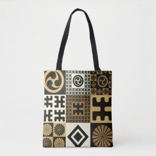 Bolsa Tote Um conjunto de padrões sem costura ao estilo japon