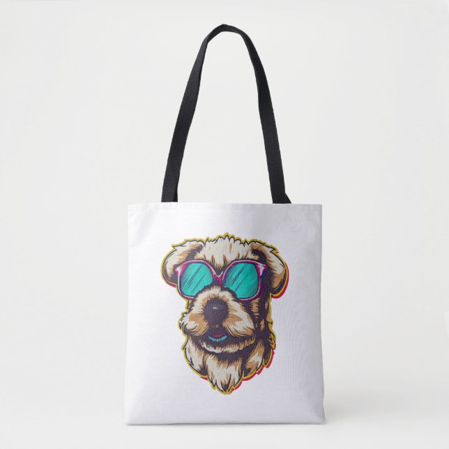 BOLSA TOTE UM D O G DORÁVEL COM ÓCULOS DE SOL (Frente)