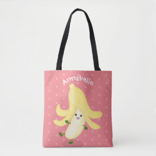 Bolsa Tote Um desenho animado de banana kawaii