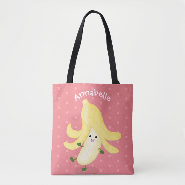 Bolsa Tote Um desenho animado de banana kawaii (Frente)