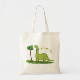 Bolsa Tote Um desenho animado de brontosaurus dinossauros, ve