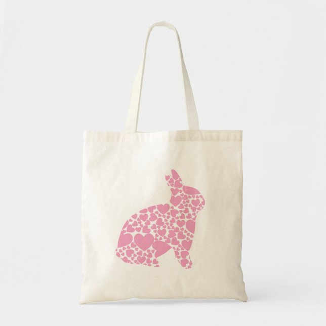 Bolsa Tote Um desenho animado de coelhinho de Páscoa rosa (Frente)