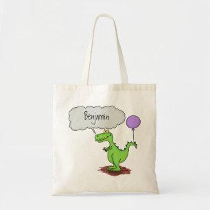 Bolsa Tote Um desenho animado de dragão engraçado verde par