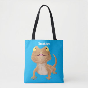 Bolsa Tote Um desenho animado de lagarto de dragão barbudo