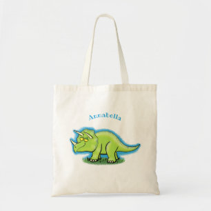 Bolsa Tote Um desenho animado de triceratops dinossauros, ver