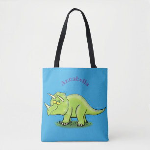 Bolsa Tote Um desenho animado de triceratops dinossauros, ver