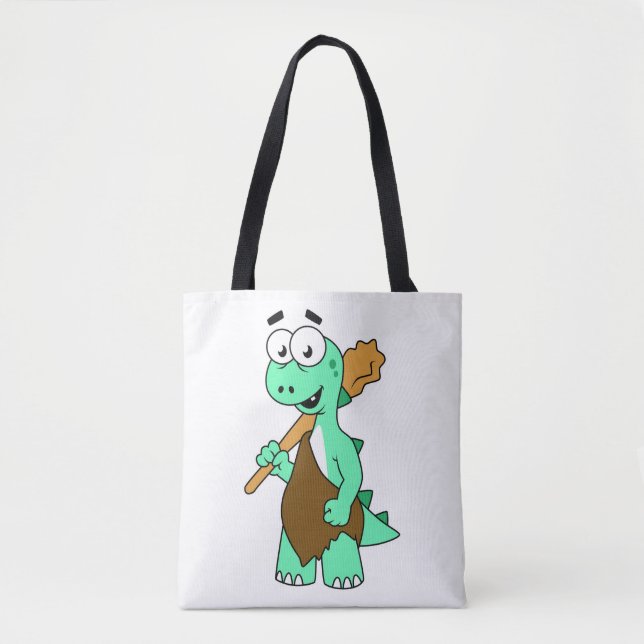 Bolsa Tote Um desenho animado Tyrannosaurus Rex Caveman. (Frente)