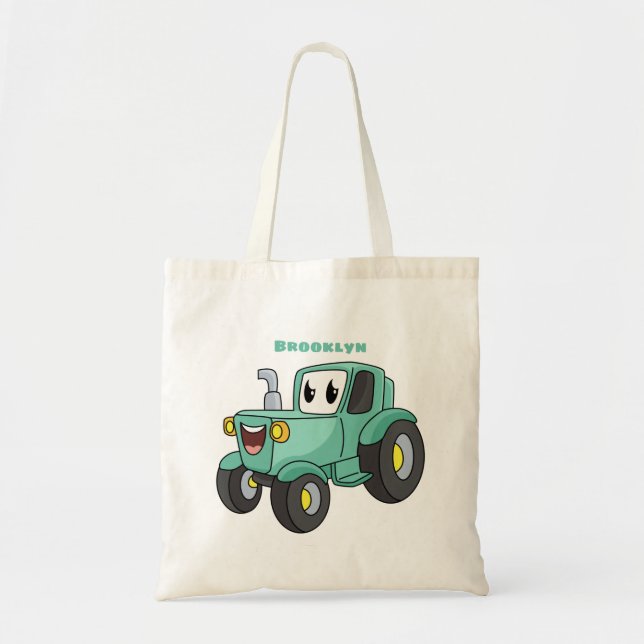 Bolsa Tote Um desenho animado verde e bonito (Frente)