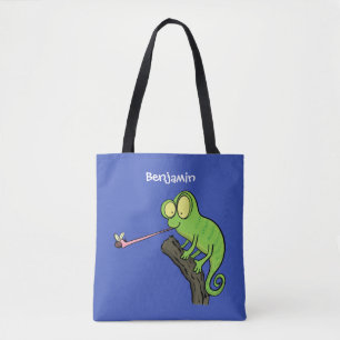 Bolsa Tote Um desenho animado verde-feliz chameleon lagarto